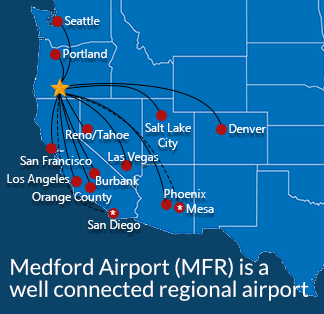 Medford Airport is only a short drive from Paradise Point